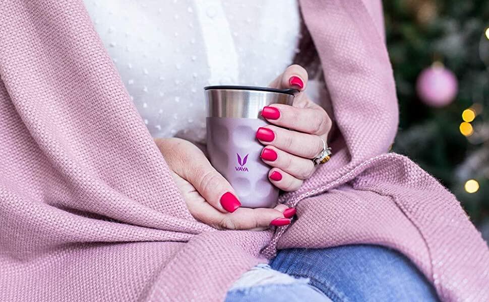 Tumbler Keluli Tahan Karat PopCup dengan Tudung, Mug Perjalanan Bertebat Vakum Dinding Dua Kali, 250ml