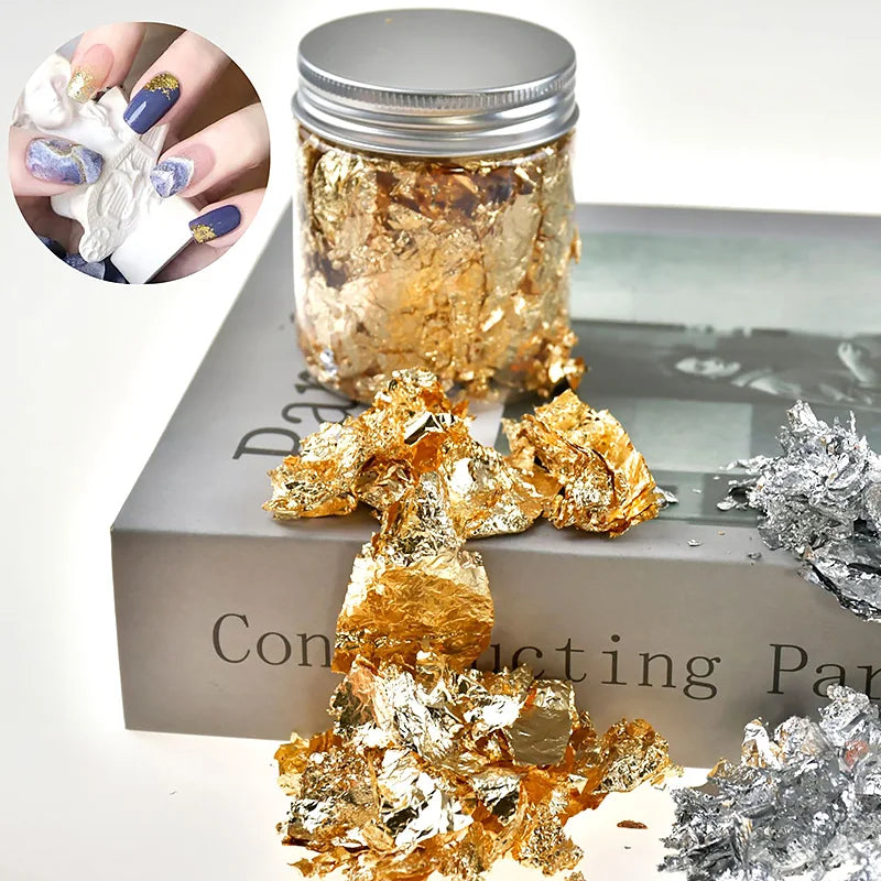 Gold, Silver & Rose Gold Foil Flakes – 1g-3g Metallic Leaf for DIY Candle Making, Crafts & Decorations