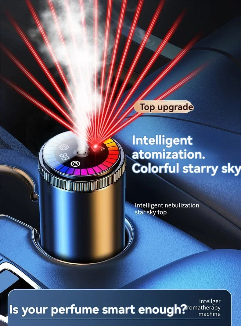 Smart Car Air Freshener Rechargeable Aroma Diffuser 5 Levels of Adjustable Intelligent Diffuser Pickup Light Starry Sky Summit