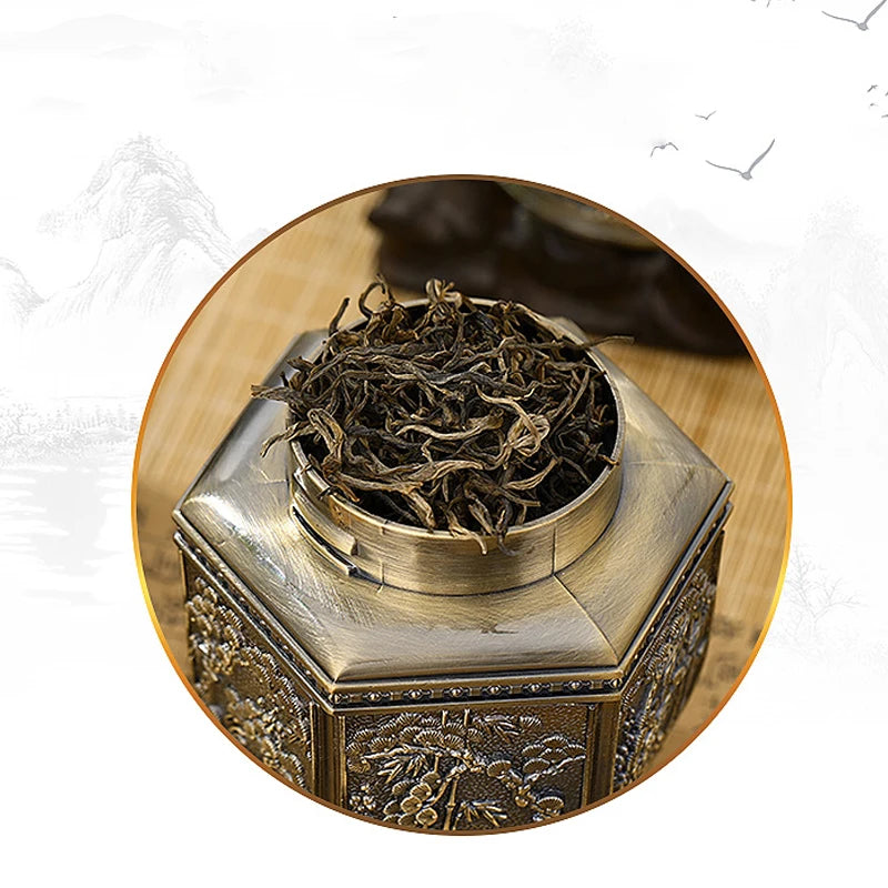 Metal Large Capacity Tea Cans Green Black Tea Container Jar Sugar Coffee Caddy Storage Can Tea Sealed Box Home Kitchen