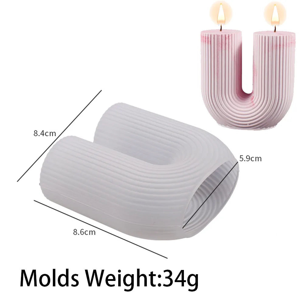 U-Shape & Geometric Silicone Candle Mold – DIY Arch, Cube & Striped Wax Molds for Home Décor & Crafts