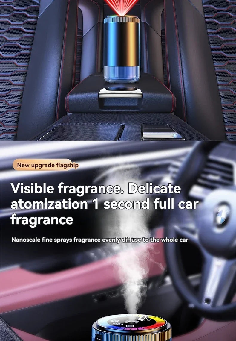Smart Car Air Freshener Rechargeable Aroma Diffuser 5 Levels of Adjustable Intelligent Diffuser Pickup Light Starry Sky Summit