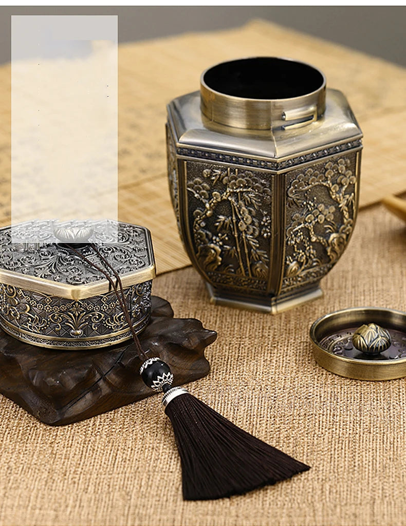Metal Large Capacity Tea Cans Green Black Tea Container Jar Sugar Coffee Caddy Storage Can Tea Sealed Box Home Kitchen