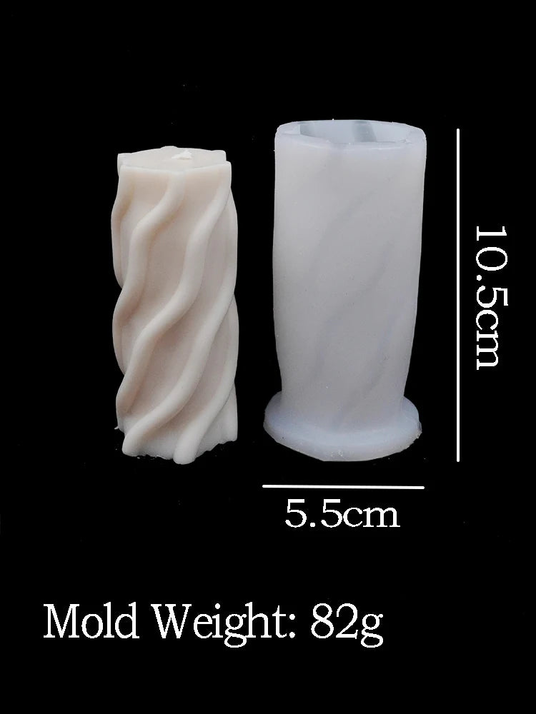 Wavy Stripe Silicone Candle Mold – Elegant DIY Twisted Pillar Candlestick Maker