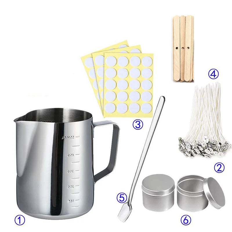Candle Making Kits Candle Making Supplies Handmade Scented Art Candles Wax Melting Material Kits Wax Wicks Wax Pot Thermometers