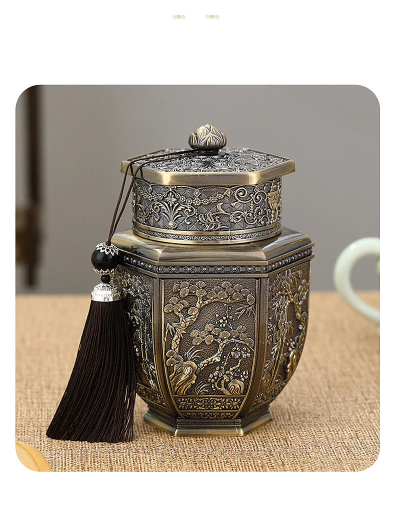 Metal Large Capacity Tea Cans Green Black Tea Container Jar Sugar Coffee Caddy Storage Can Tea Sealed Box Home Kitchen