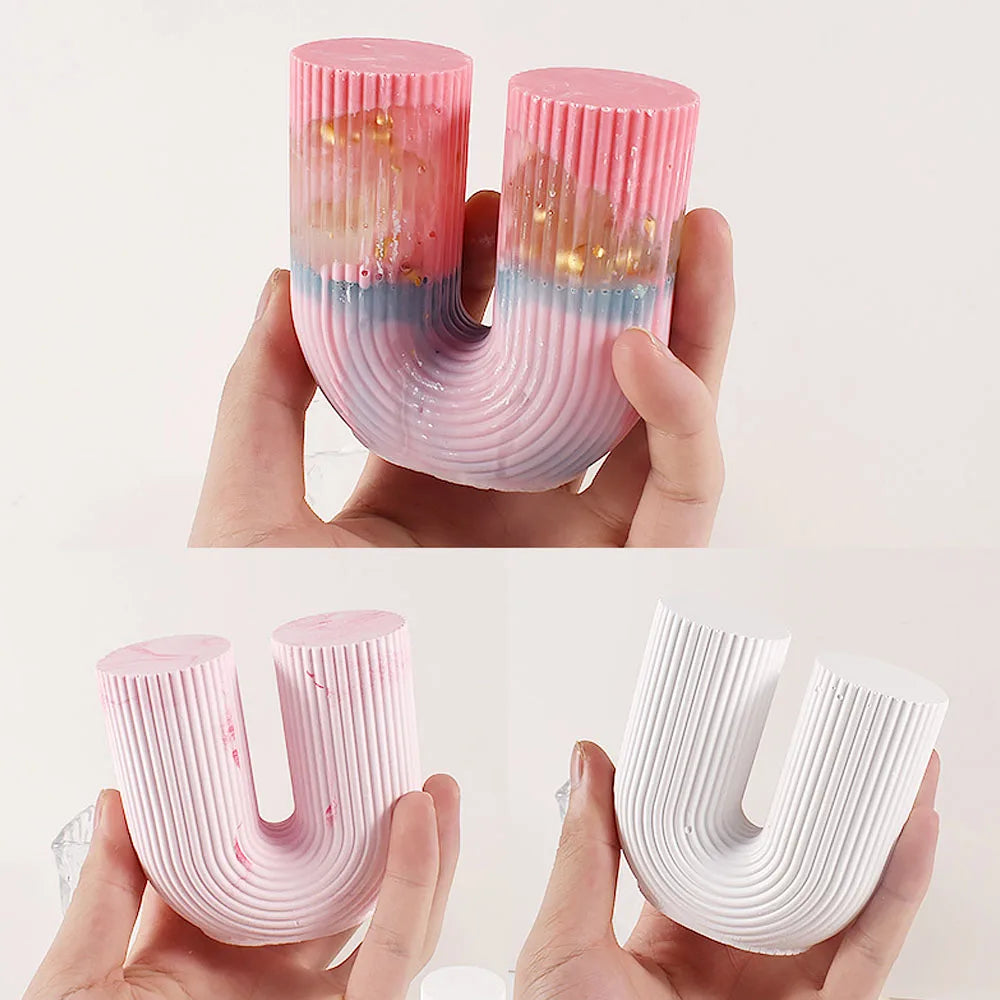 U-Shape & Geometric Silicone Candle Mold – DIY Arch, Cube & Striped Wax Molds for Home Décor & Crafts