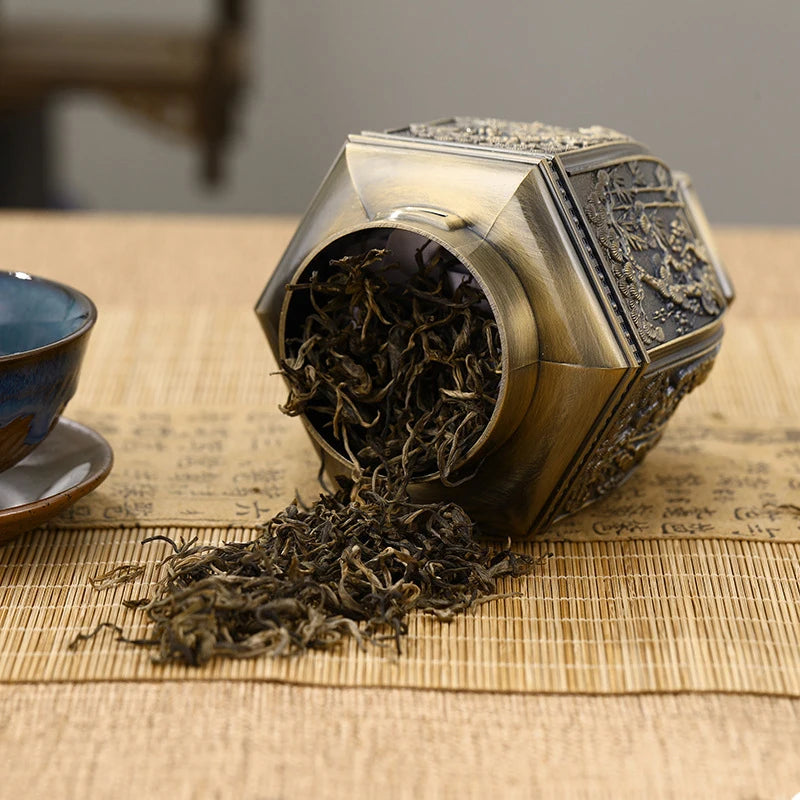 Metal Large Capacity Tea Cans Green Black Tea Container Jar Sugar Coffee Caddy Storage Can Tea Sealed Box Home Kitchen