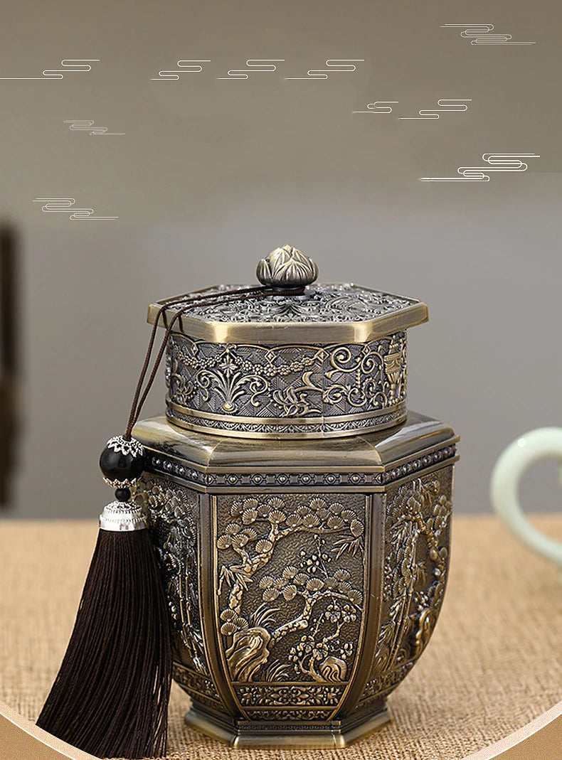 Metal Large Capacity Tea Cans Green Black Tea Container Jar Sugar Coffee Caddy Storage Can Tea Sealed Box Home Kitchen