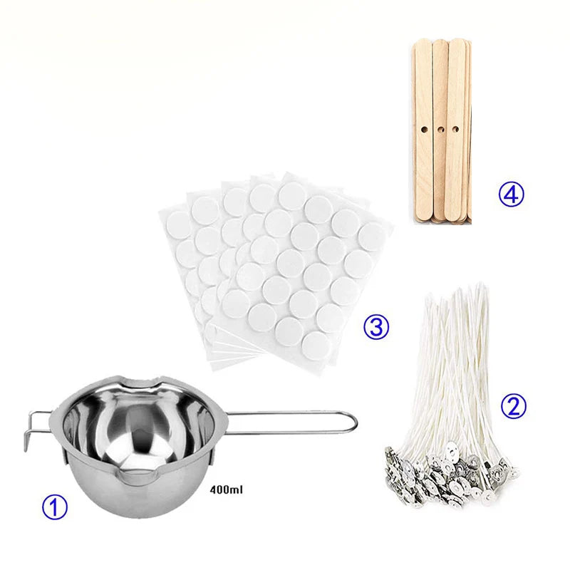 Candle Making Kits Candle Making Supplies Handmade Scented Art Candles Wax Melting Material Kits Wax Wicks Wax Pot Thermometers
