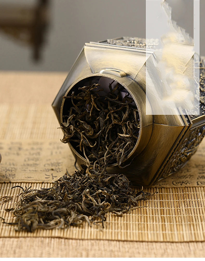 Metal Large Capacity Tea Cans Green Black Tea Container Jar Sugar Coffee Caddy Storage Can Tea Sealed Box Home Kitchen