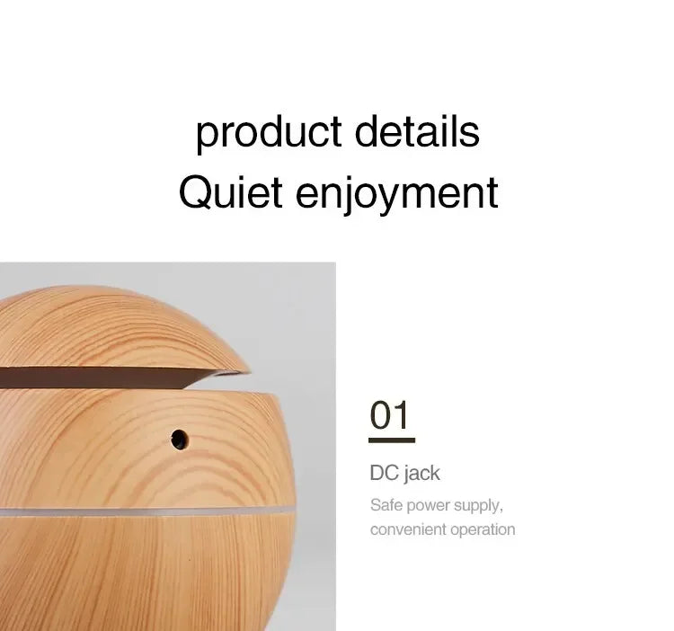 Xiaomi USB Ultrasonic Aroma Diffuser & Cool Mist Humidifier – Wood Grain Design for Home & Office