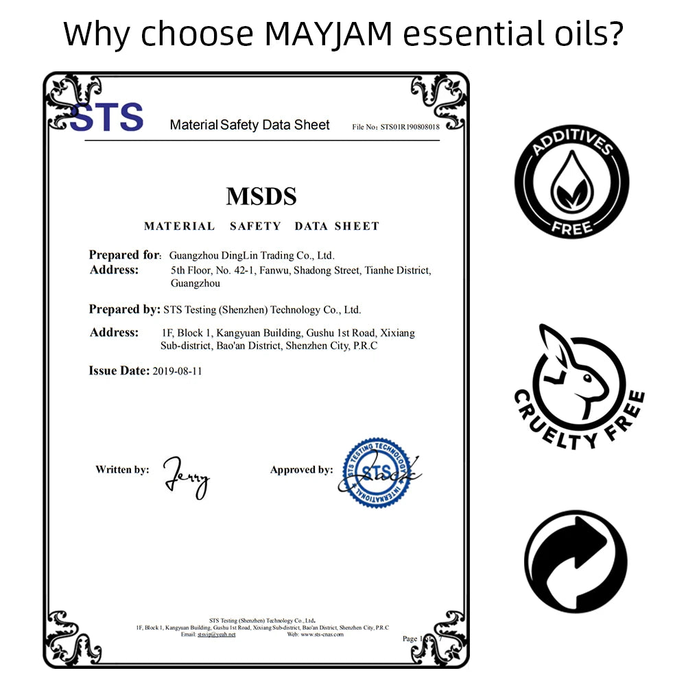 MAYJAM 10ml 30ml 100ml Essential Oils For Humidifier Diffuser Lavender Jasmine Eucalyptus Ylang Ylang Vanilla Tea Tree Aroma Oil