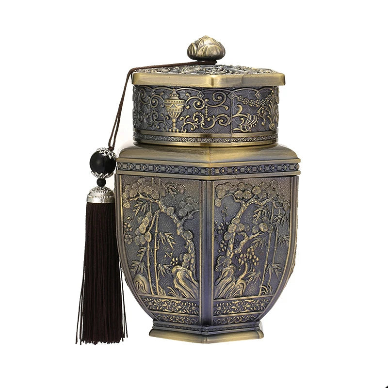Metal Large Capacity Tea Cans Green Black Tea Container Jar Sugar Coffee Caddy Storage Can Tea Sealed Box Home Kitchen