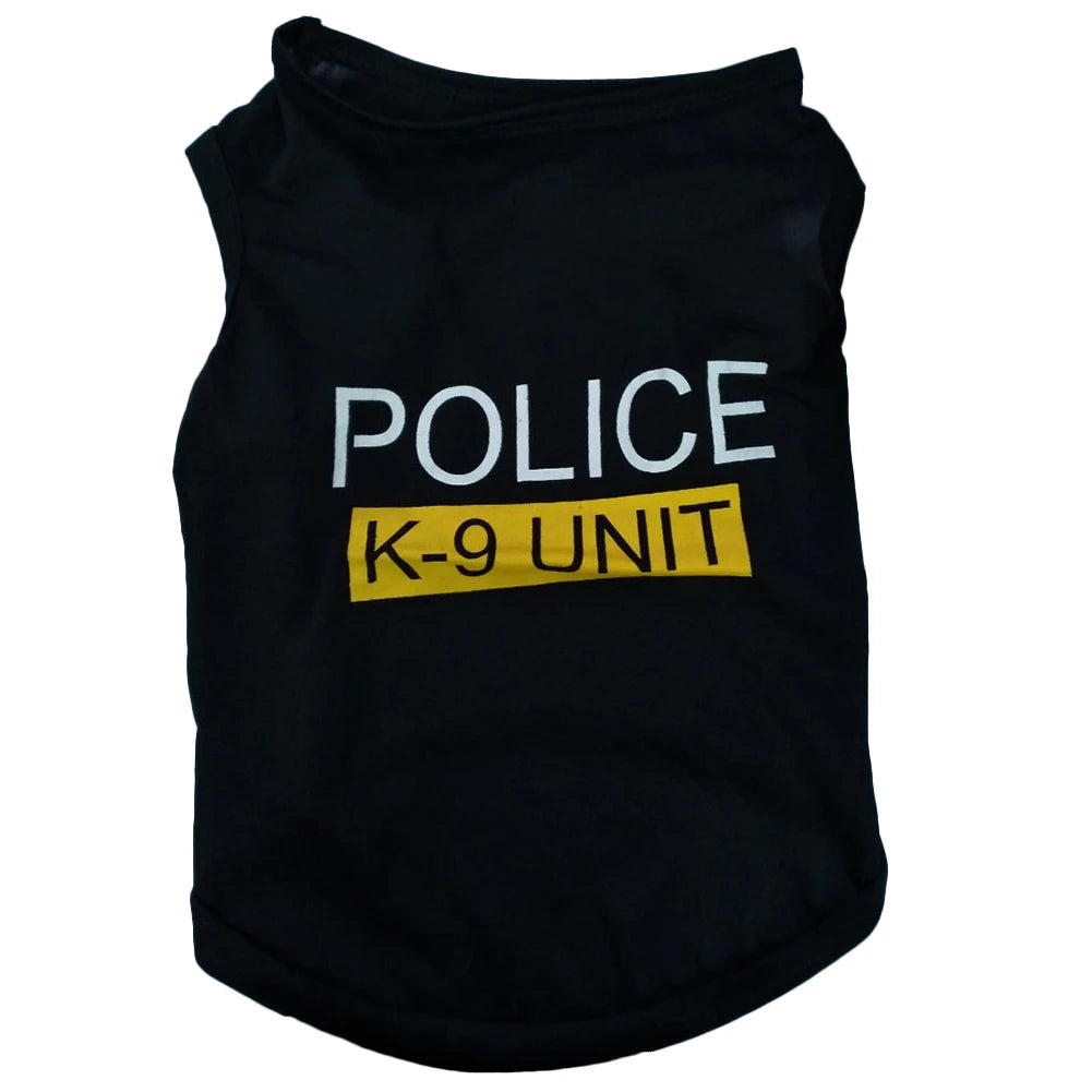 Police Suit Cosplay Dog Clothes Black Elastic Vest Puppy T-Shirt Coat Accessories Apparel Costumes Pet Clothes for Dogs Cats