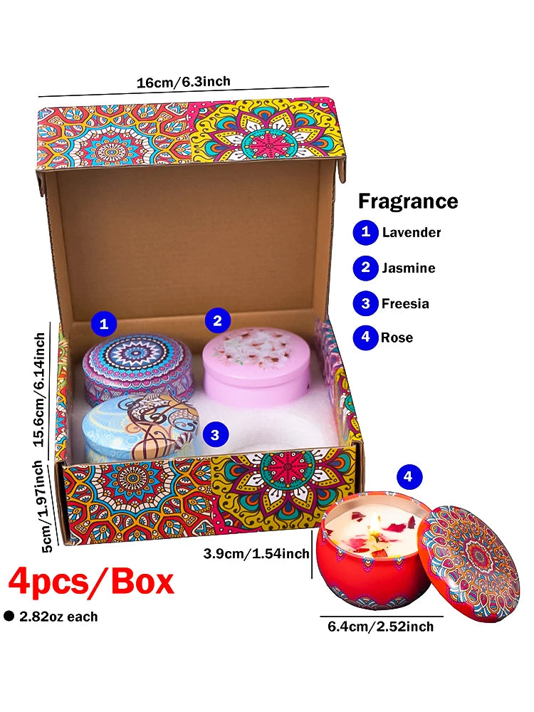 Luxury Scented Candle Set – 4pcs Arabian-Inspired Fragrance Candles in Decorative Jars