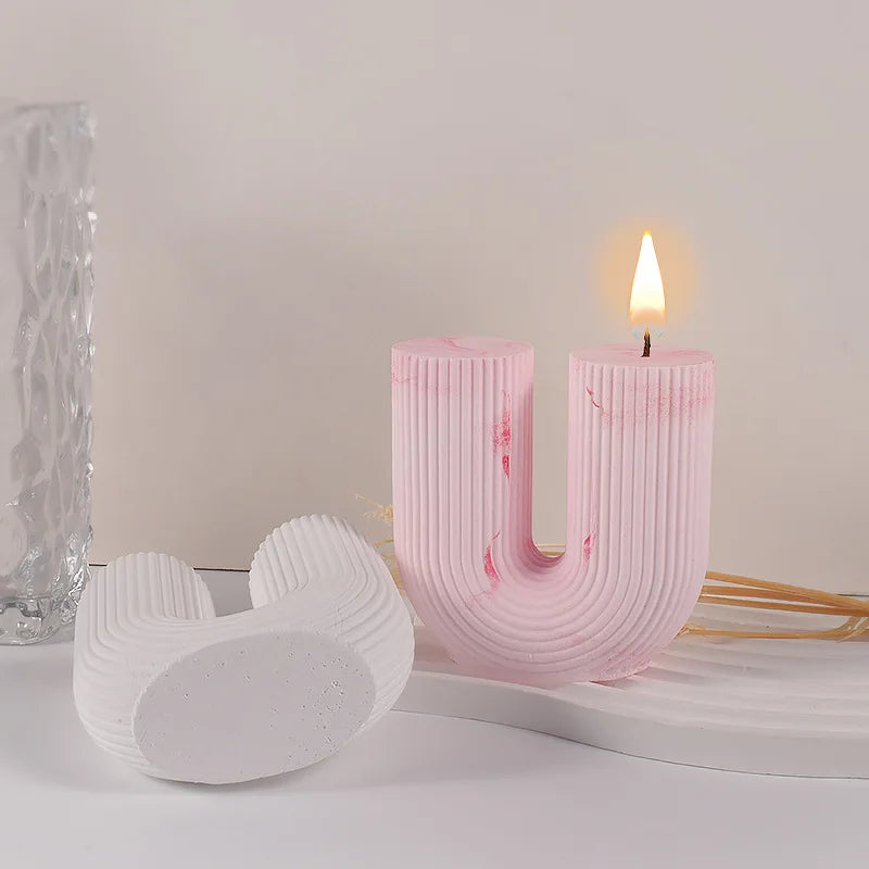 U-Shape & Geometric Silicone Candle Mold – DIY Arch, Cube & Striped Wax Molds for Home Décor & Crafts