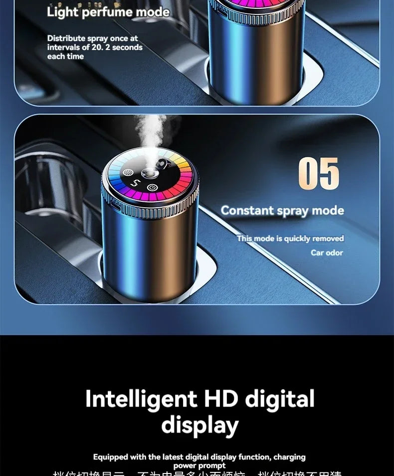 Smart Car Air Freshener Rechargeable Aroma Diffuser 5 Levels of Adjustable Intelligent Diffuser Pickup Light Starry Sky Summit