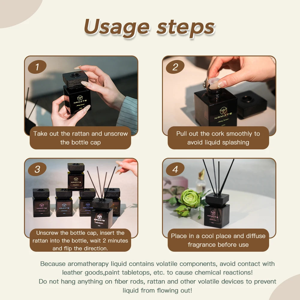Rattan Essential Oil 100ML Perfume Room Fragrance Replace Aroma Diffuser Flavoring for Home Bathroom Fragrance Air Freshener
