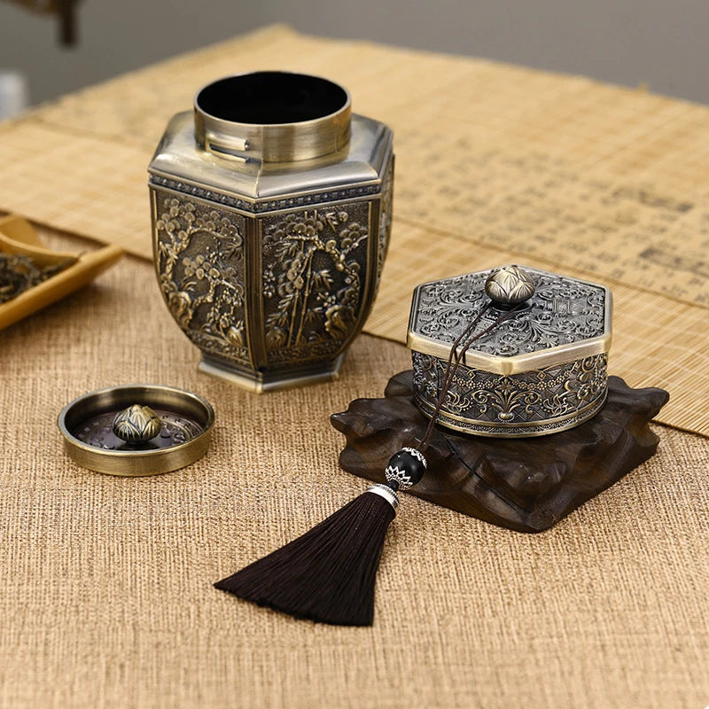 Metal Large Capacity Tea Cans Green Black Tea Container Jar Sugar Coffee Caddy Storage Can Tea Sealed Box Home Kitchen