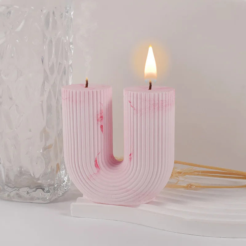 U-Shape & Geometric Silicone Candle Mold – DIY Arch, Cube & Striped Wax Molds for Home Décor & Crafts