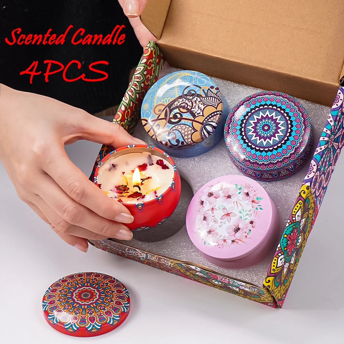 Luxury Scented Candle Set – 4pcs Arabian-Inspired Fragrance Candles in Decorative Jars