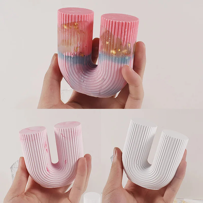 U-Shape & Geometric Silicone Candle Mold – DIY Arch, Cube & Striped Wax Molds for Home Décor & Crafts