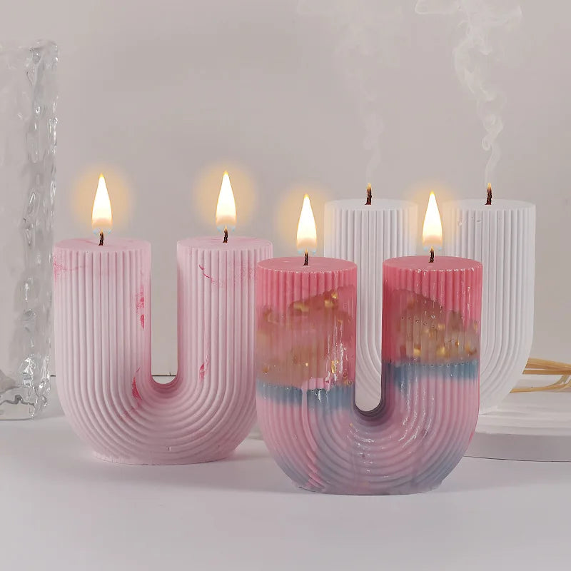 U-Shape & Geometric Silicone Candle Mold – DIY Arch, Cube & Striped Wax Molds for Home Décor & Crafts