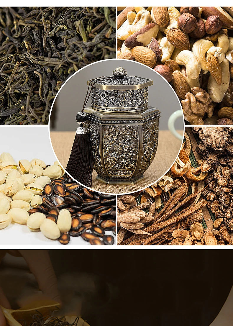Metal Large Capacity Tea Cans Green Black Tea Container Jar Sugar Coffee Caddy Storage Can Tea Sealed Box Home Kitchen