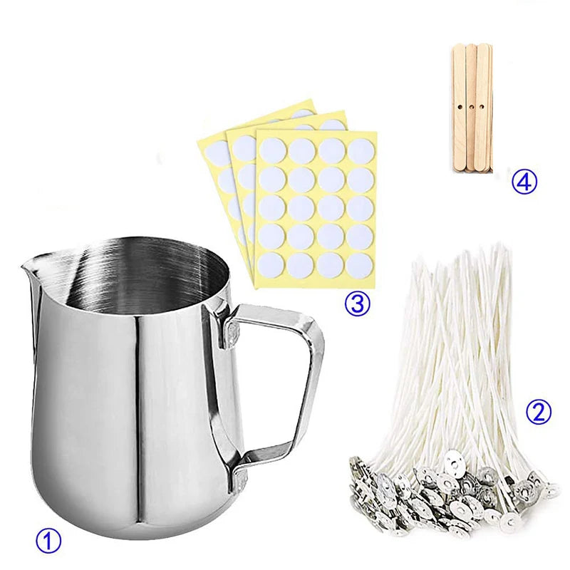 Candle Making Kits Candle Making Supplies Handmade Scented Art Candles Wax Melting Material Kits Wax Wicks Wax Pot Thermometers