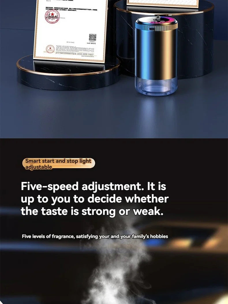 Smart Car Air Freshener Rechargeable Aroma Diffuser 5 Levels of Adjustable Intelligent Diffuser Pickup Light Starry Sky Summit