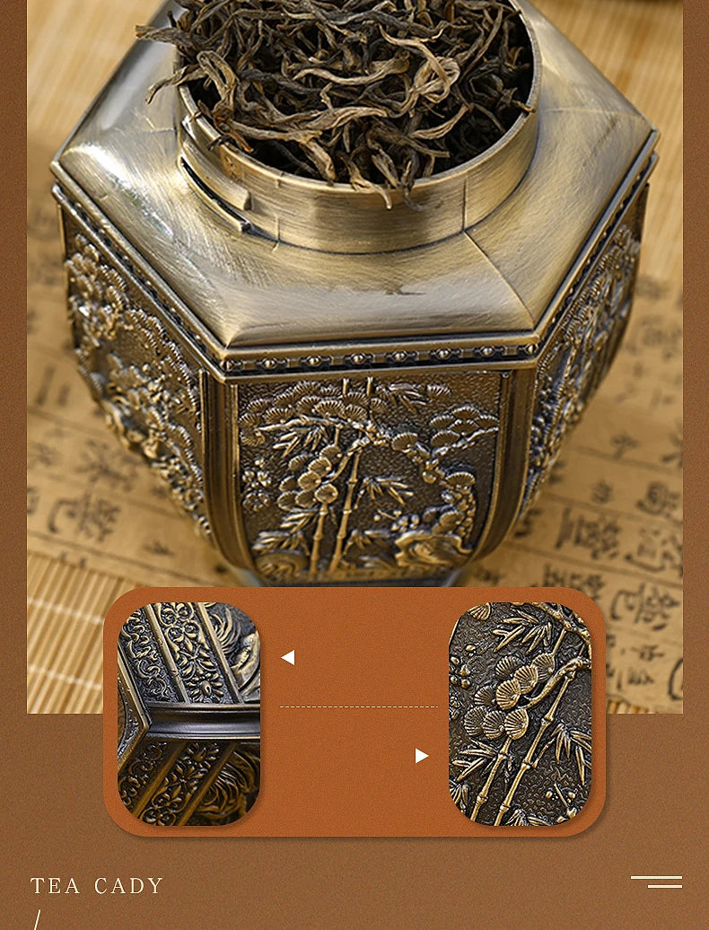Metal Large Capacity Tea Cans Green Black Tea Container Jar Sugar Coffee Caddy Storage Can Tea Sealed Box Home Kitchen