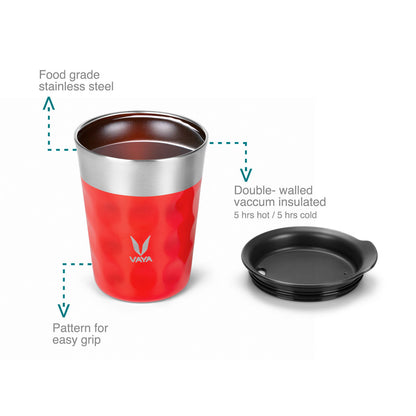PopCup Stainless Steel Tumbler with Lid, Double Wall Vacuum Insulated Travel Mug, 250ml