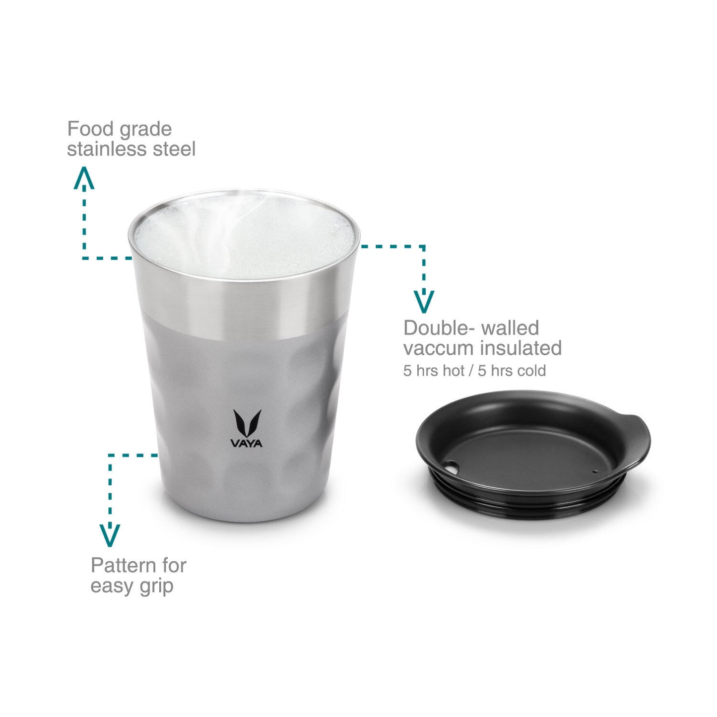 PopCup Stainless Steel Tumbler with Lid, Double Wall Vacuum Insulated Travel Mug, 250ml