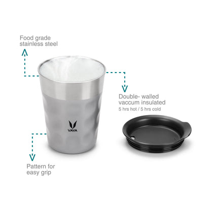 PopCup Stainless Steel Tumbler with Lid, Double Wall Vacuum Insulated Travel Mug, 250ml