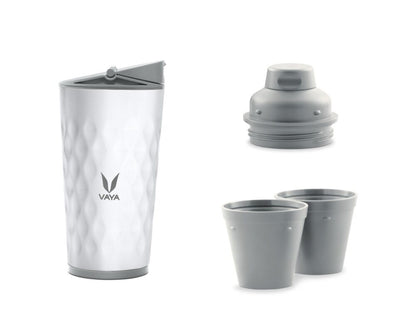 Drynk 350 ml 3 in 1 Vacuum Insulated Stainless Steel Gulper and Sipper Water Bottle (Tumbler+Sipper+Gulper) with 2 Cups, Thermos Flask