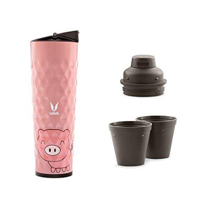 Drynk 3 in 1 Stainless Steel Water Bottle (Tumbler+Sipper+Gulper) with 2 Cups, 600 ml