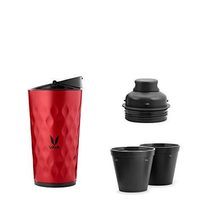 Drynk 350 ml 3 in 1 Vacuum Insulated Stainless Steel Gulper and Sipper Water Bottle (Tumbler+Sipper+Gulper) with 2 Cups, Thermos Flask