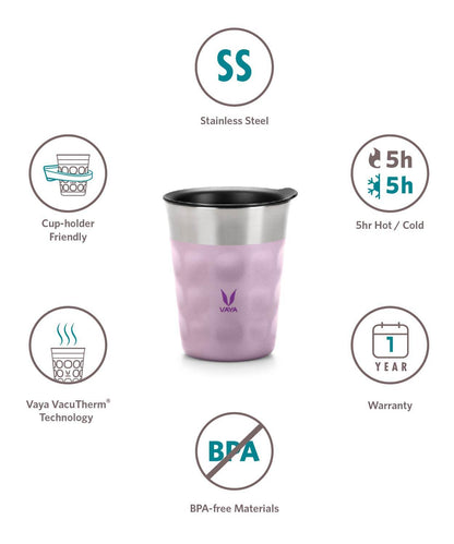 PopCup Stainless Steel Tumbler with Lid, Double Wall Vacuum Insulated Travel Mug, 250ml