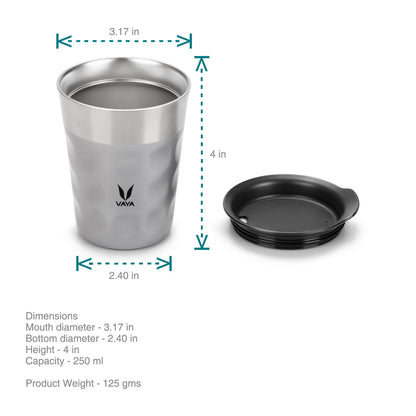 PopCup Stainless Steel Tumbler with Lid, Double Wall Vacuum Insulated Travel Mug, 250ml