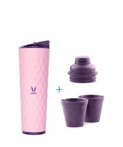 Drynk 3 in 1 Stainless Steel Water Bottle (Tumbler+Sipper+Gulper) with 2 Cups, 600 ml