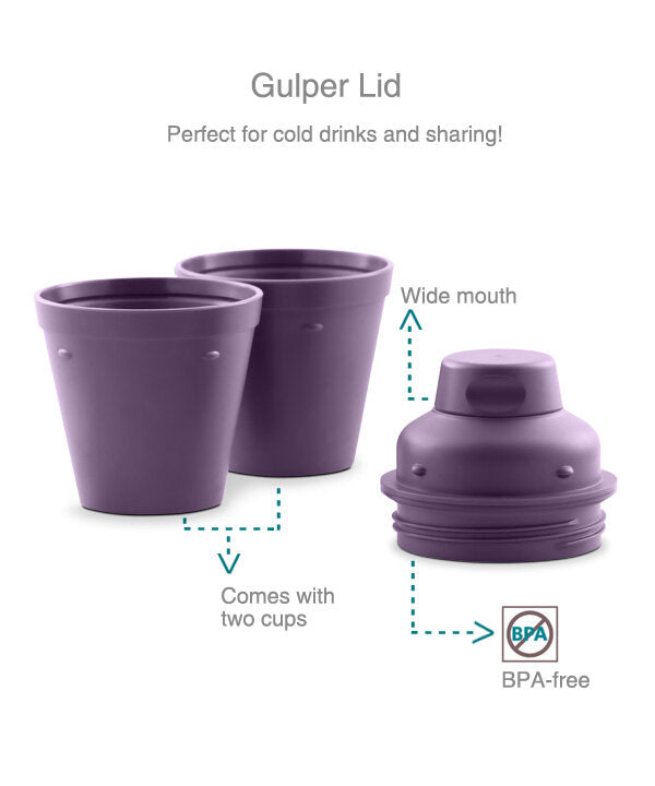 Drynk 350 ml 3 in 1 Vacuum Insulated Stainless Steel Gulper and Sipper Water Bottle (Tumbler+Sipper+Gulper) with 2 Cups, Thermos Flask