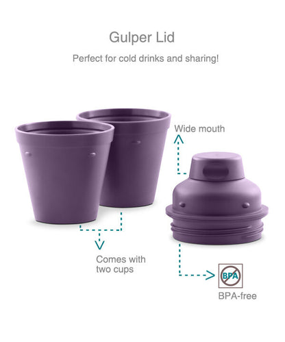 Drynk 350 ml 3 in 1 Vacuum Insulated Stainless Steel Gulper and Sipper Water Bottle (Tumbler+Sipper+Gulper) with 2 Cups, Thermos Flask