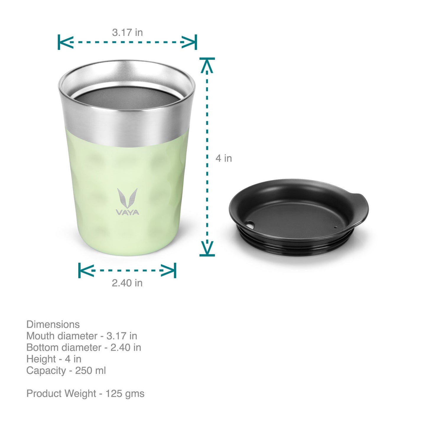 PopCup Stainless Steel Tumbler with Lid, Double Wall Vacuum Insulated Travel Mug, 250ml