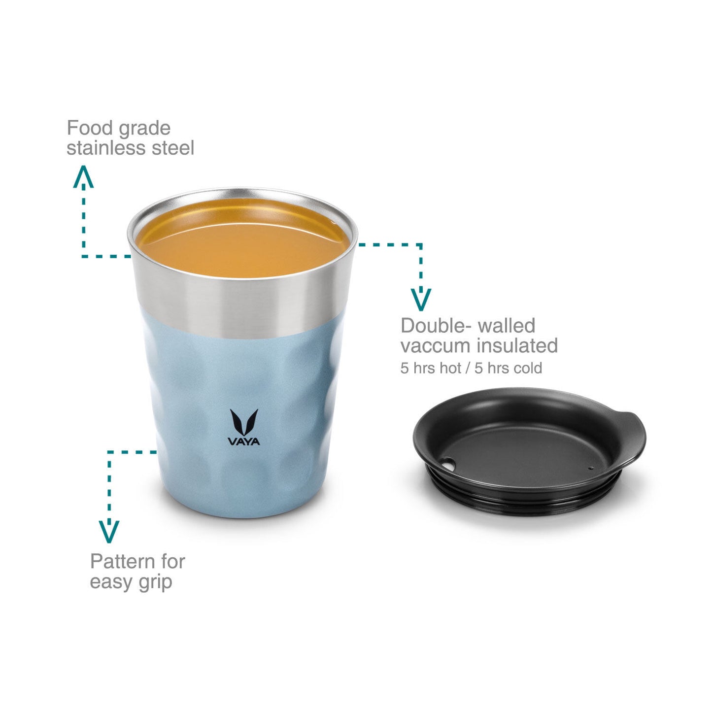 PopCup Stainless Steel Tumbler with Lid, Double Wall Vacuum Insulated Travel Mug, 250ml