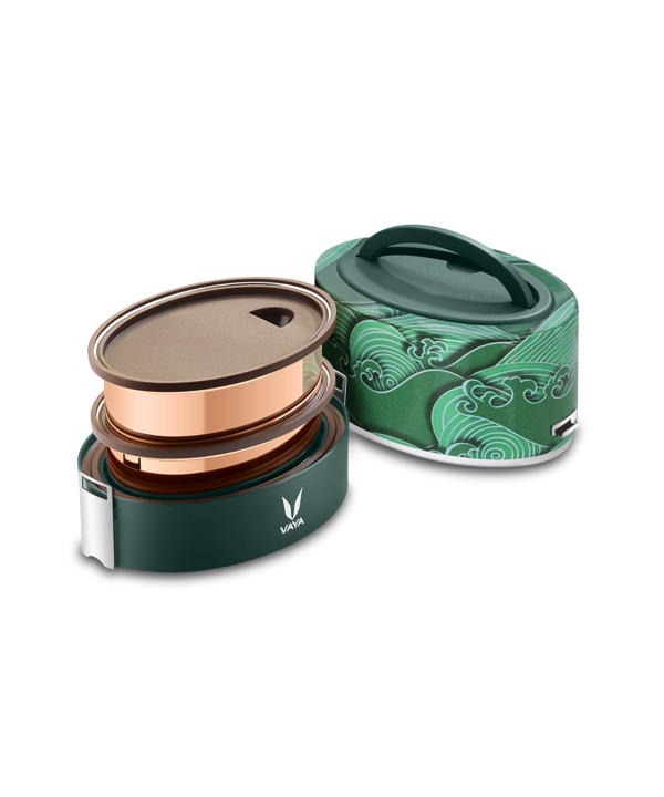 Tyffyn Copper-Finished Stainless Steel Lunch Box, 600 ml, 2 Containers