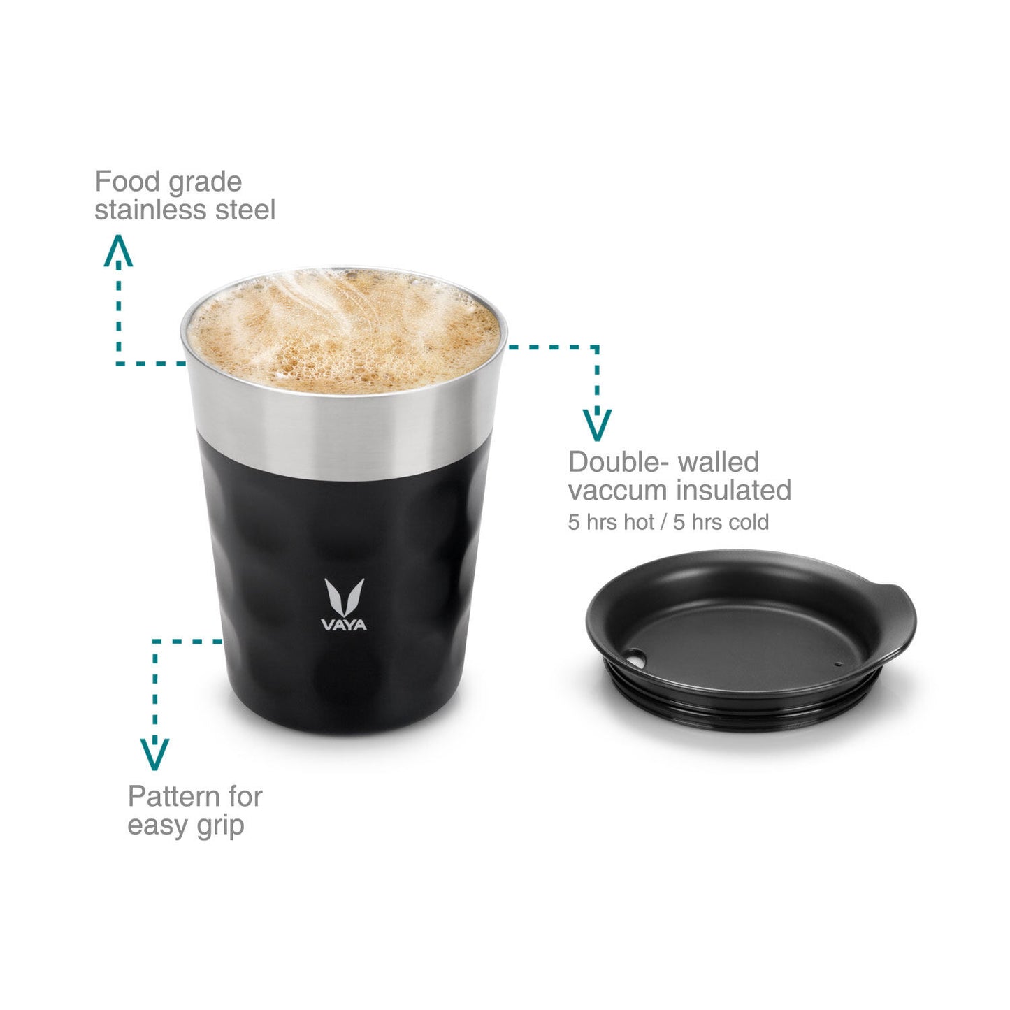 PopCup Stainless Steel Tumbler with Lid, Double Wall Vacuum Insulated Travel Mug, 250ml