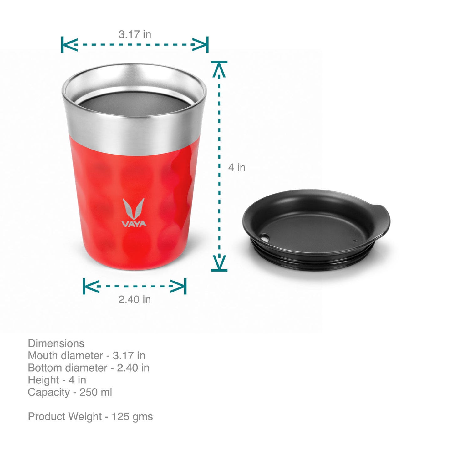 PopCup Stainless Steel Tumbler with Lid, Double Wall Vacuum Insulated Travel Mug, 250ml