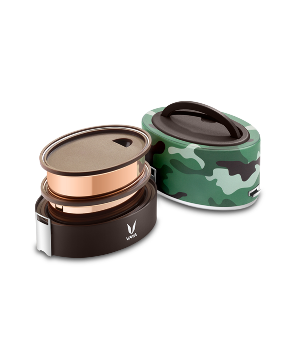 Tyffyn Copper-Finished Stainless Steel Lunch Box, 600 ml, 2 Containers