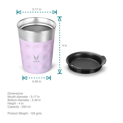 PopCup Stainless Steel Tumbler with Lid, Double Wall Vacuum Insulated Travel Mug, 250ml